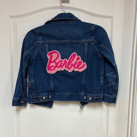 Wrangler Blue and Pink Jean Jacket with Barbie Logo - Picture 1 of 5